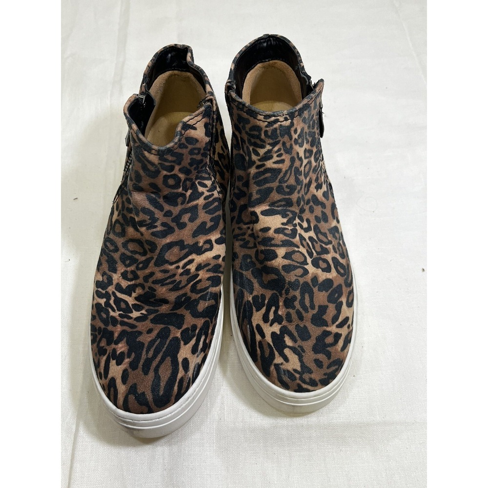 Naturalizer Leopard High Top Celeste Sneakers Women Size 8m Side Zip Chunky Sole